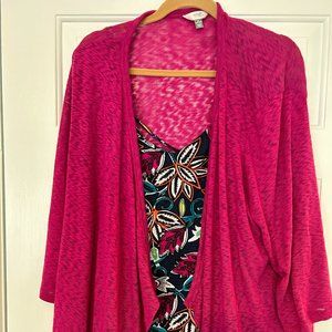 Terra & Sky pink camisole with pink sweater (Size 2X)